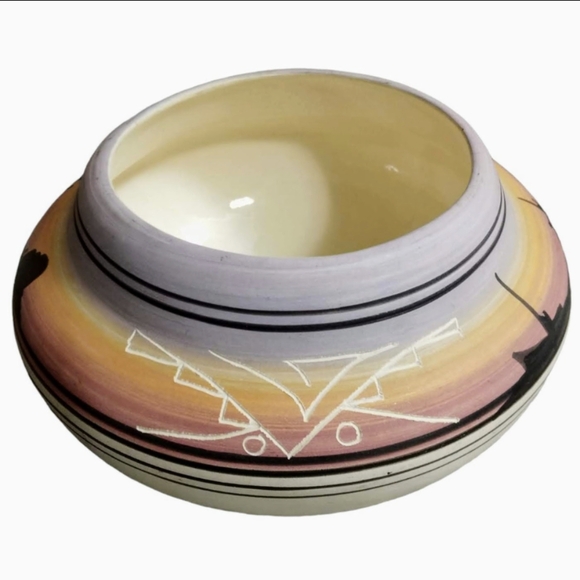 Native American Navajo Hand Painted Incised Art Pottery Southwestern Signed Vtg - Picture 4 of 13